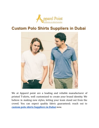 Custom Polo Shirts Suppliers in Dubai