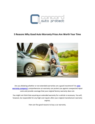 5 Reasons Why Good Auto Warranty Prices Are Worth Your Time