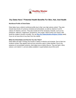 Dry Dates Have 7 Potential Health Benefits For Skin, Hair, And Health