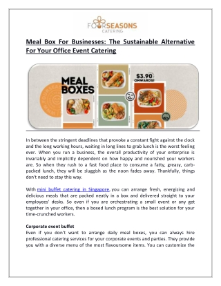 Meal Box: The sustainable alternative for your office event catering