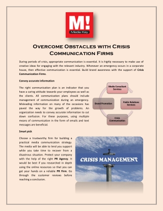 Overcome Obstacles with Crisis Communication Firms