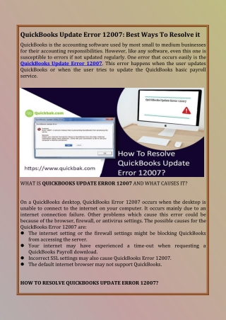 QuickBooks Update Error 12007-Best Ways To Resolve it