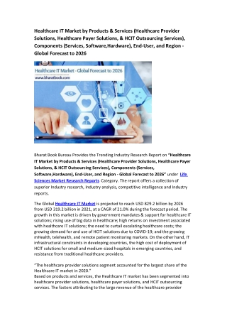 Healthcare IT Market - Global Forecast to 2026