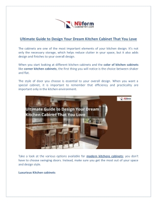 Ultimate Guide to Design Your Dream Kitchen Cabinet That You Love