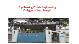 Top Ranking Private Engineering Colleges in West Bengal