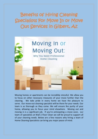 Benefits of Hiring Move Out and Move In Cleaning Services