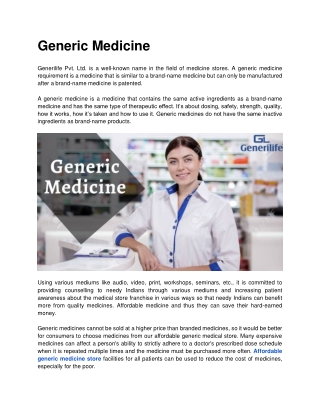 Generic Medicine - Generilife