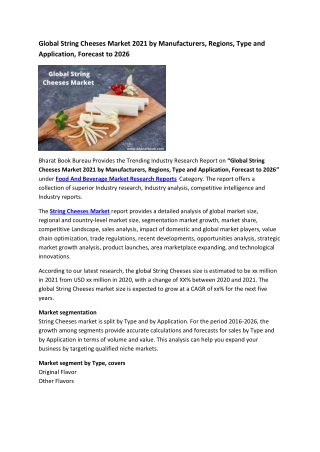 Global String Cheeses Market Research Report 2021-2026
