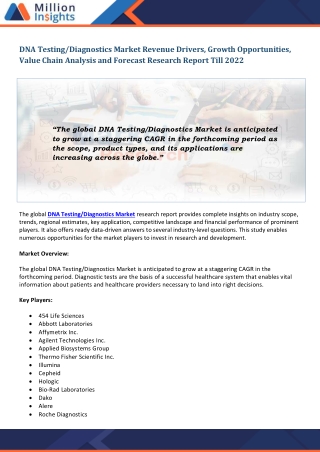 DNA Testing-Diagnostics Market