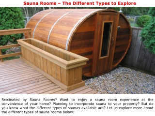 Sauna Rooms – The Different Types to Explore