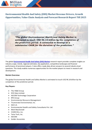 Environmental Health And Safety (EHS) Market