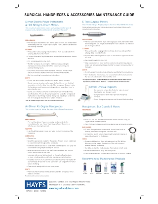 Surgical Handpieces & Accessories Maintenance Guide