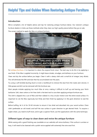 Helpful tips and guides when restoring antique furniture