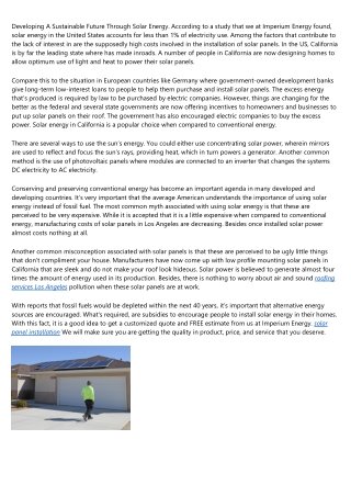 Developing A Sustainable Future Through Solar Energy