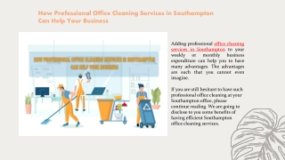 How Professional Office Cleaning Services in Southampton Can Help Your Business