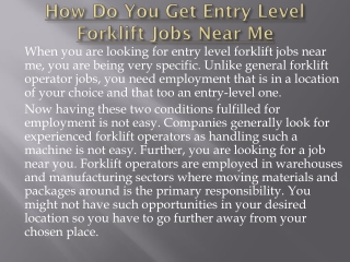 entry level forklift jobs near me