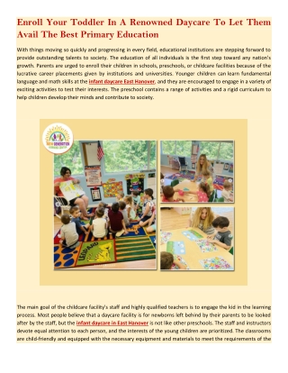 Enroll Your Toddler In A Renowned Daycare To Let Them Avail The Best Primary Education