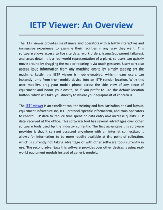 IETP Viewer - An Overview
