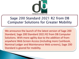 Sage 200 Standard 2021 R2 from DB Computer Solutions for Greater Mobility
