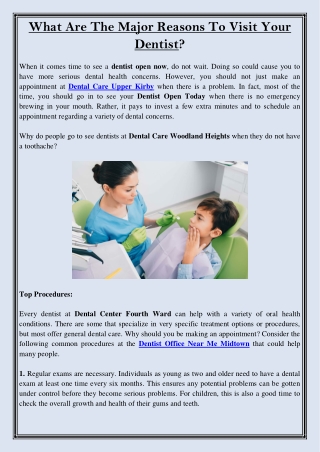 What Are The Major Reasons To Visit Your Dentist