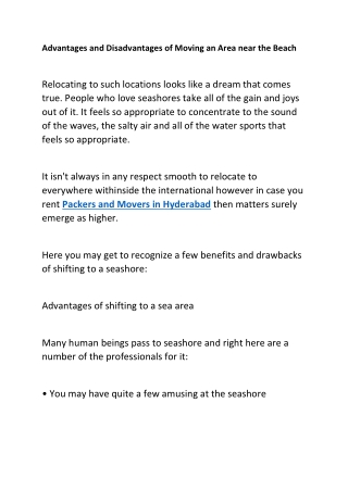 Advantages and Disadvantages of Moving an Area near the Beach