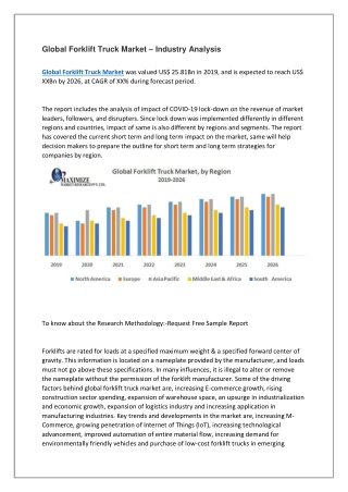 Global Forklift Truck Market – Industry Analysis