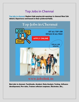 Top Jobs in Chennai
