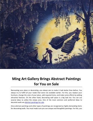 Ming Art Gallery Brings Abstract Paintings for You on Sale