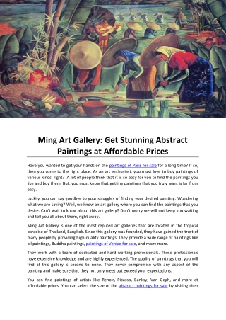 Ming Art Gallery Get Stunning Abstract Paintings at Affordable Prices