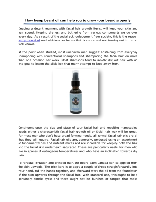 How hemp beard oil can help you to grow your beard properly