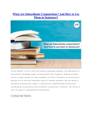 What Are Subordinate Conjunctions.docx