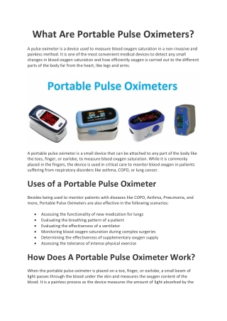 What are Portable Pulse Oximeters?