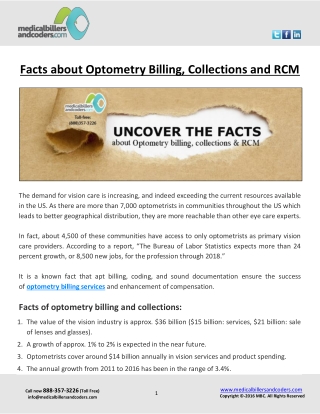 Facts about Optometry Billing, Collections and RCM