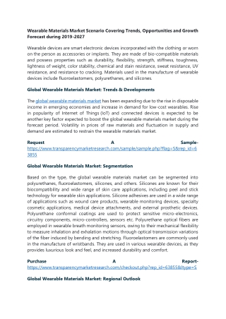 Wearable Materials Market Scenario Covering Trends, Opportunities and Growth For