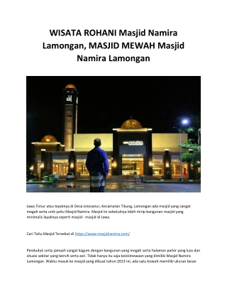 WISATA ROHANI Masjid Namira Lamongan, MASJID MEWAH Masjid Namira Lamongan