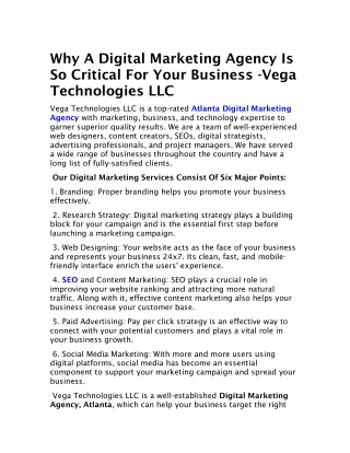 Why A Digital Marketing Agency Is So Critical For Your Business