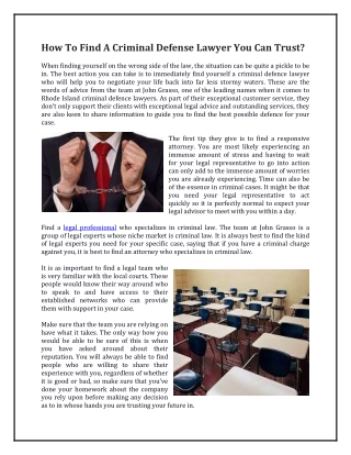 How To Find A Criminal Defense Lawyer You Can Trust