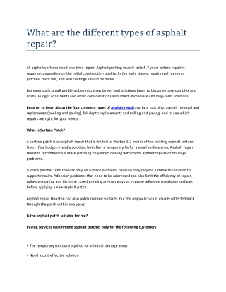 What are the different types of asphalt repair