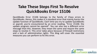 Take These Steps First To Resolve QuickBooks Error 15106