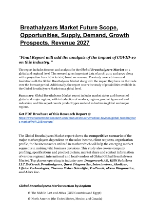 Breathalyzers Market To Register Unwavering Growth By 2027