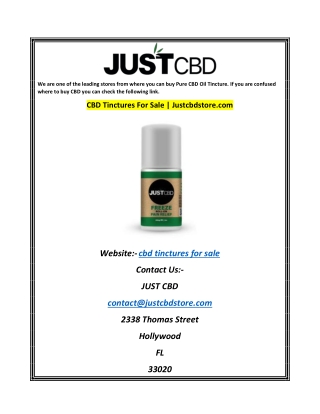 CBD Tinctures For Sale  Justcbdstore.com