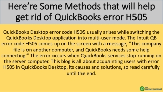 Here’re Some Methods that will help get rid of QuickBooks error H505