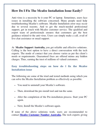 How Do I Fix The Mcafee Installation Issue Easily?