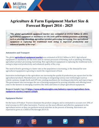 Agriculture & Farm Equipment Market Size & Forecast Report 2014-2025