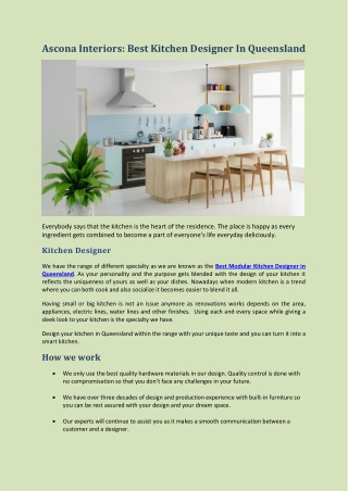 Ascona Interiors Best Kitchen Designer In Queensland