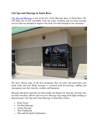 Asian Massage Near Me Santa Rosa