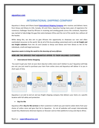 Shipping from USA to Kenya and Ghana