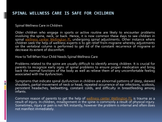 Spinal Wellness Care Is Safe for Children