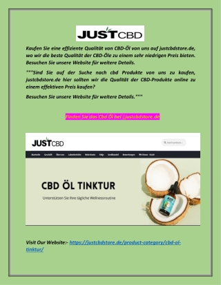 Sind Sie wollen Cbd Öl kaufen |justcbdstore.de
