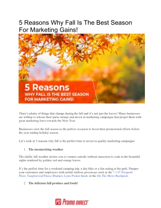 5 Reasons Why Fall Is The Best Season For Marketing Gains! - Business and Market